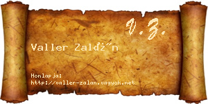 Valler Zalán névjegykártya